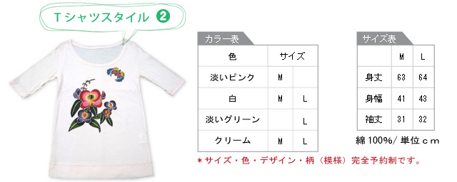 Tシャツスタイル・カラー・サイズ見本２